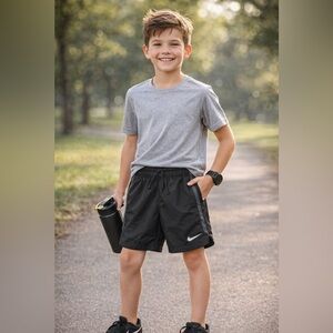 Nike Youth Medium Black Athletic Shorts Built-In Liner Mesh Panels